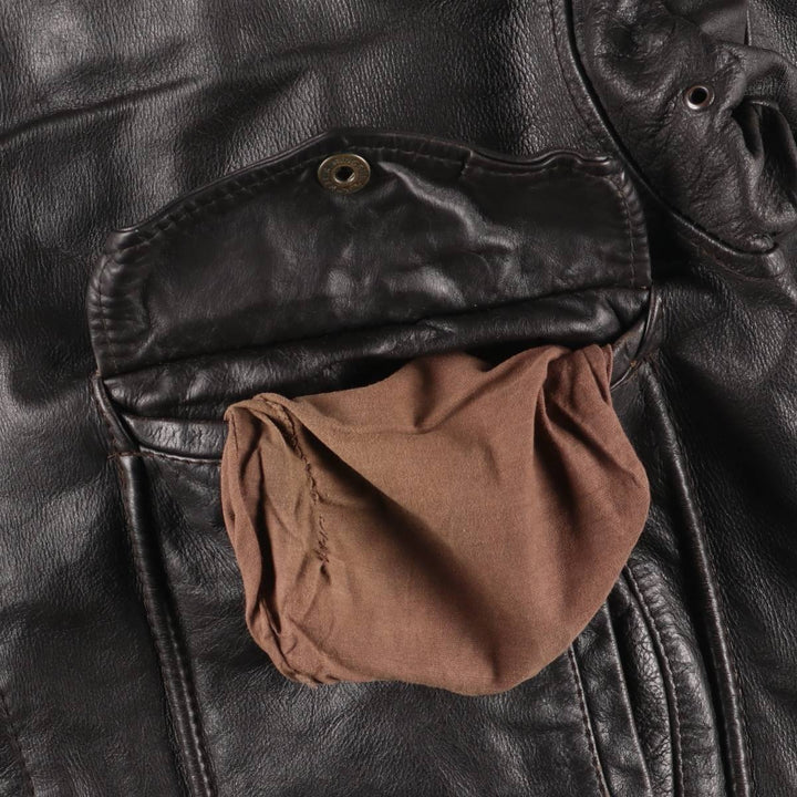 A-2 type leather flight jacket, men's XL size genuine leather black type Vintage Second Hand