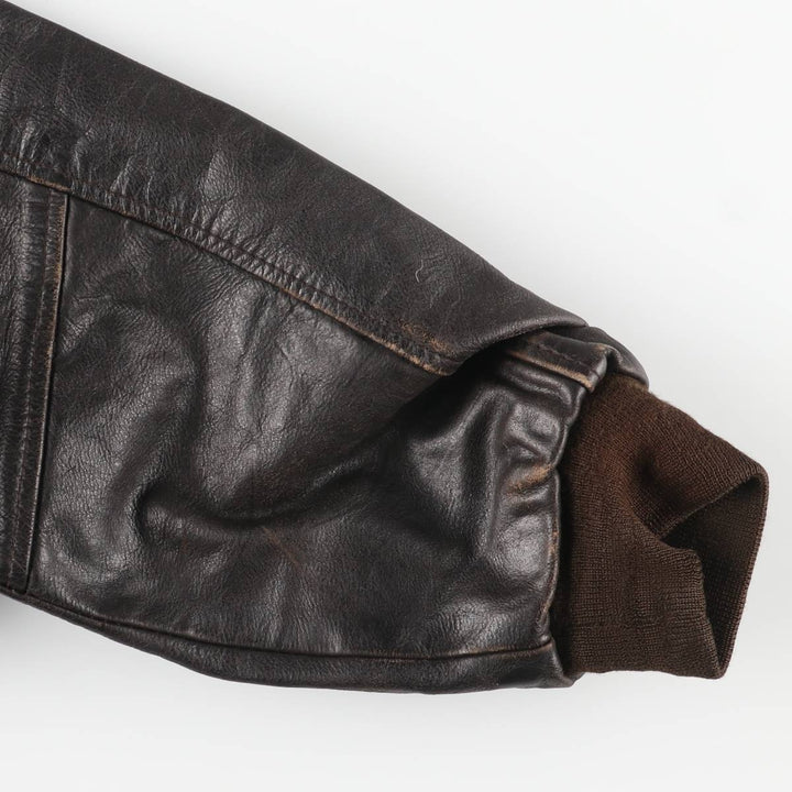 A-2 type leather flight jacket, men's XL size genuine leather black type Vintage Second Hand