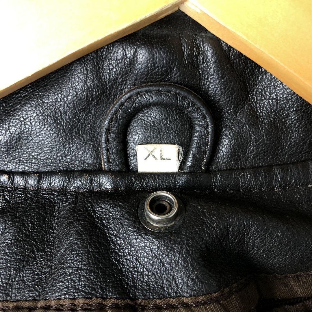 A-2 type leather flight jacket, men's XL size Genuine Leather Cowhide black type Vintage Second Hand