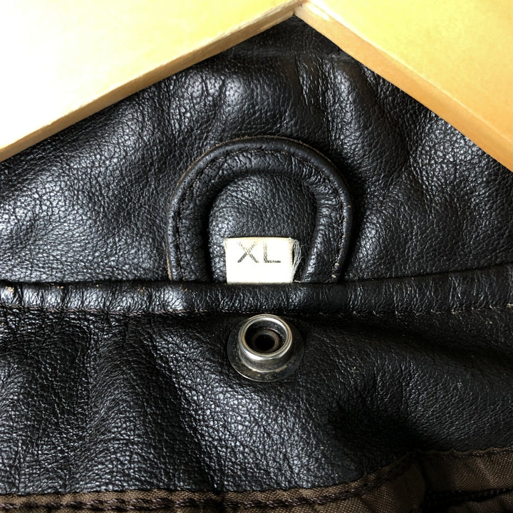 A-2 type leather flight jacket, men's XL size Genuine Leather Cowhide black type Vintage Second Hand