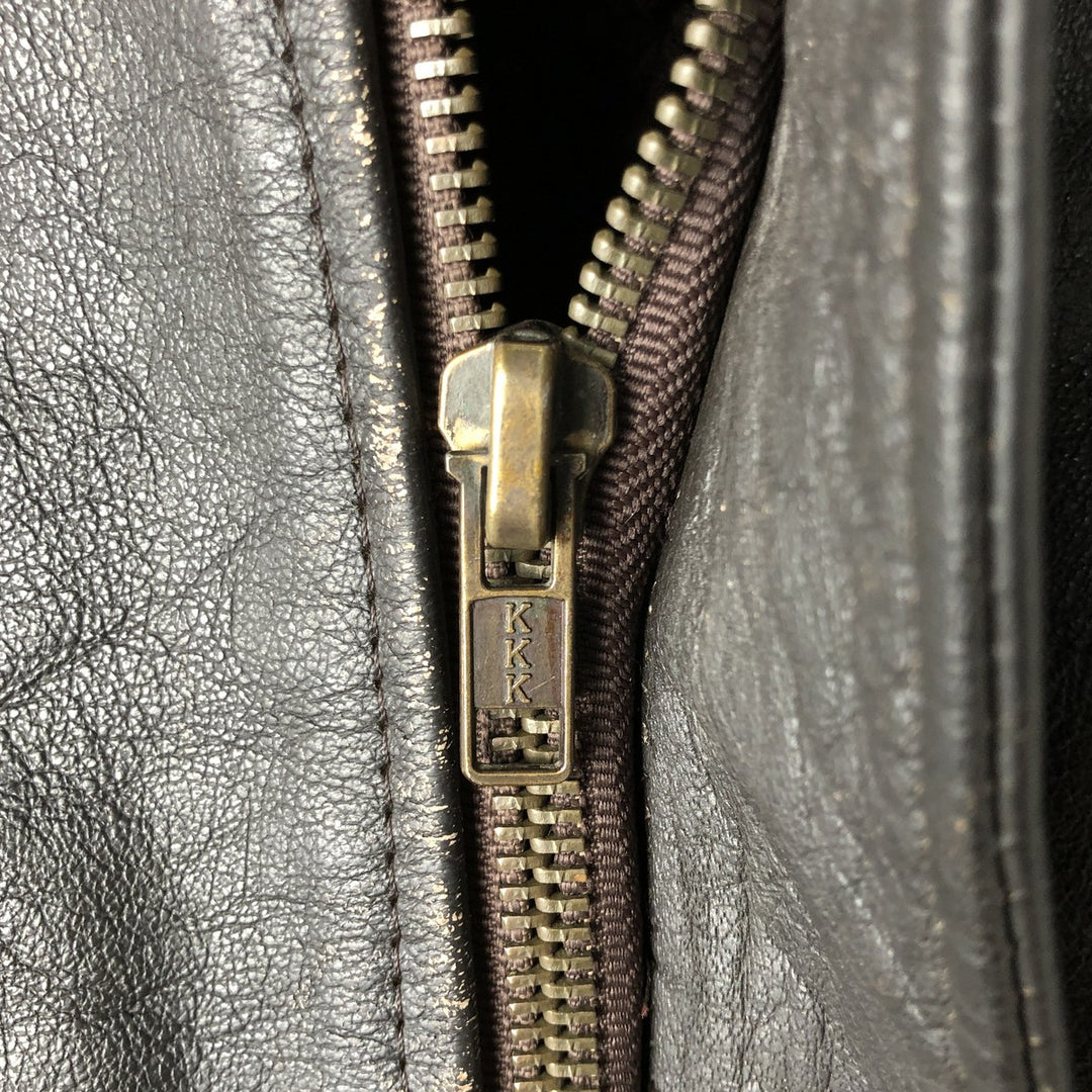 A-2 type leather flight jacket, men's XL size Genuine Leather Cowhide black type Vintage Second Hand
