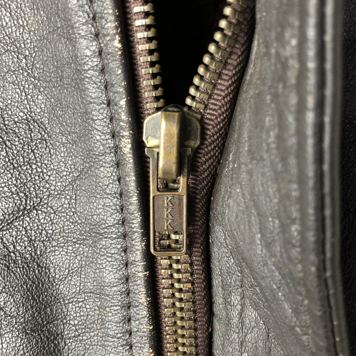 A-2 type leather flight jacket, men's XL size Genuine Leather Cowhide black type Vintage Second Hand