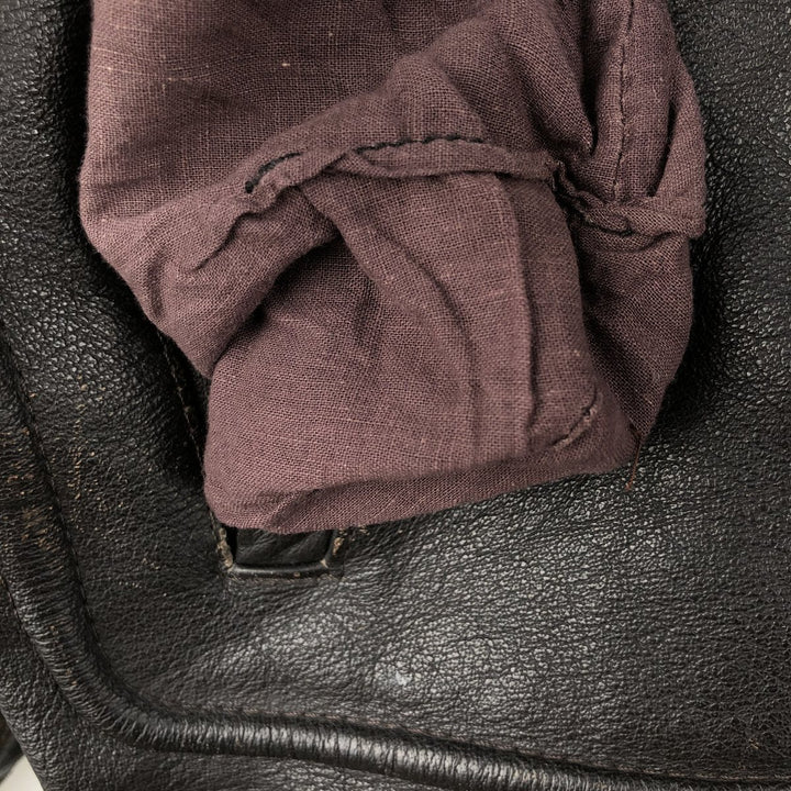 A-2 type leather flight jacket, men's XL size Genuine Leather Cowhide black type Vintage Second Hand