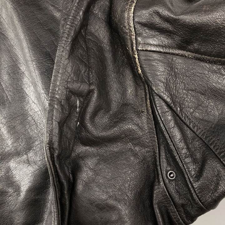 A-2 type leather flight jacket, men's XL size Genuine Leather Cowhide black type Vintage Second Hand