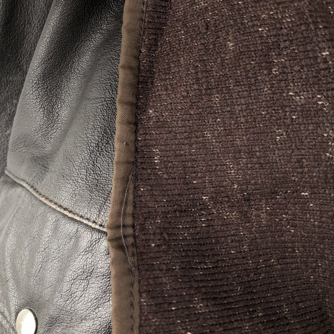 A-2 type leather flight jacket, men's XL size Genuine Leather Cowhide black type Vintage Second Hand