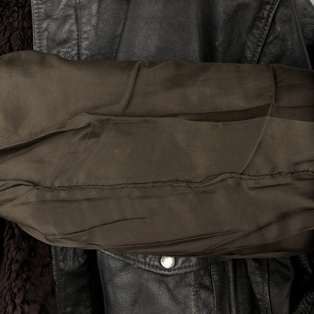A-2 type leather flight jacket, men's XL size Genuine Leather Cowhide black type Vintage Second Hand
