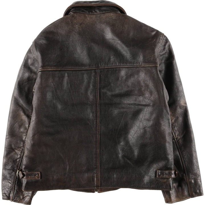 MAURITIUS Swing Top Type Padded Leather Blouson, Men's Size S unclear brown type Vintage Second Hand