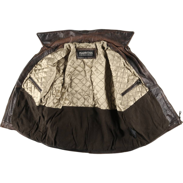 MAURITIUS Swing Top Type Padded Leather Blouson, Men's Size S unclear brown type Vintage Second Hand
