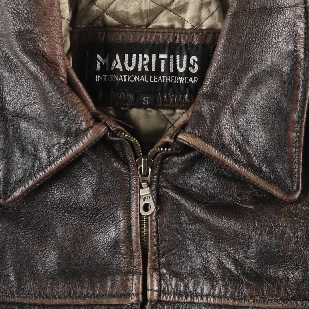 MAURITIUS Swing Top Type Padded Leather Blouson, Men's Size S unclear brown type Vintage Second Hand