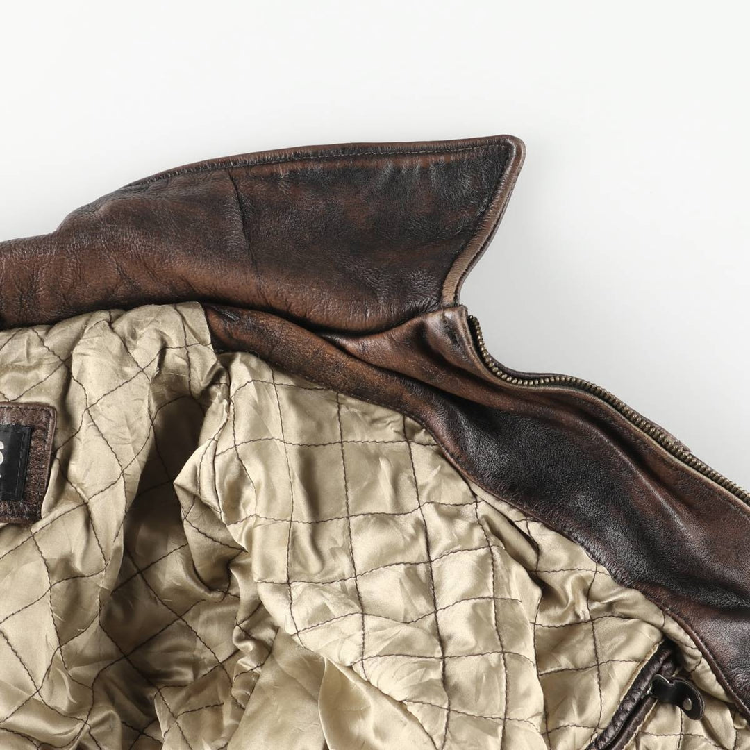 MAURITIUS Swing Top Type Padded Leather Blouson, Men's Size S unclear brown type Vintage Second Hand