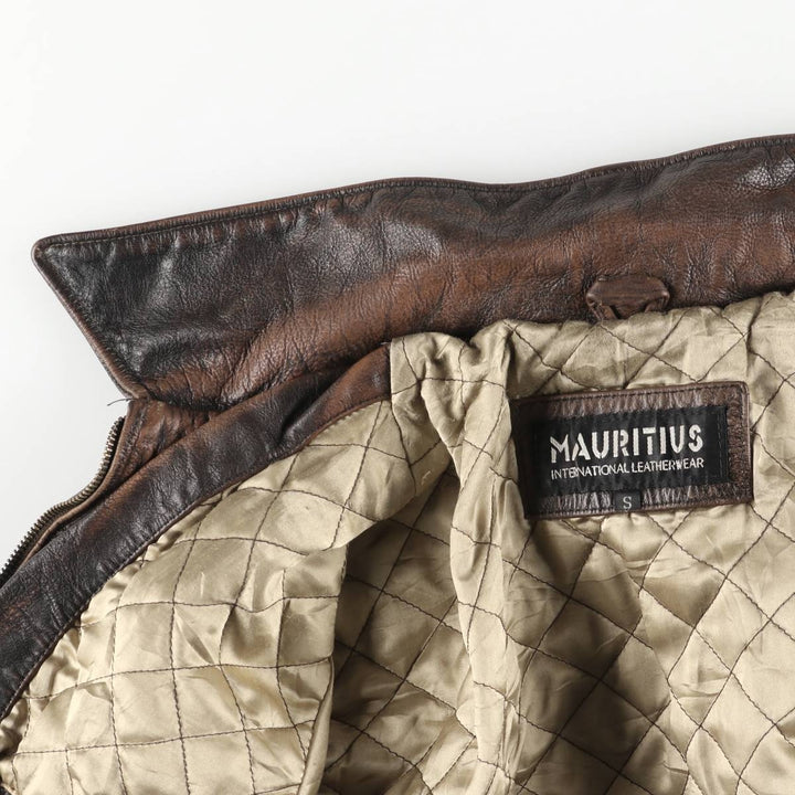 MAURITIUS Swing Top Type Padded Leather Blouson, Men's Size S unclear brown type Vintage Second Hand