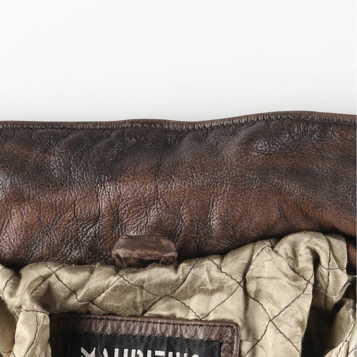 MAURITIUS Swing Top Type Padded Leather Blouson, Men's Size S unclear brown type Vintage Second Hand