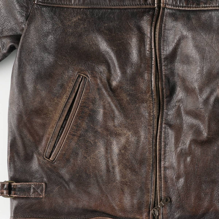 MAURITIUS Swing Top Type Padded Leather Blouson, Men's Size S unclear brown type Vintage Second Hand