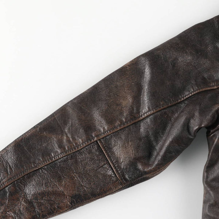 MAURITIUS Swing Top Type Padded Leather Blouson, Men's Size S unclear brown type Vintage Second Hand