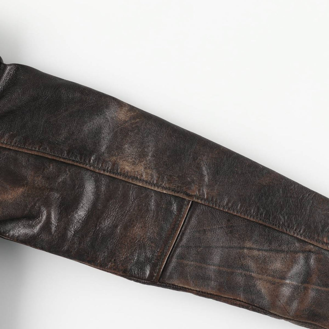 MAURITIUS Swing Top Type Padded Leather Blouson, Men's Size S unclear brown type Vintage Second Hand