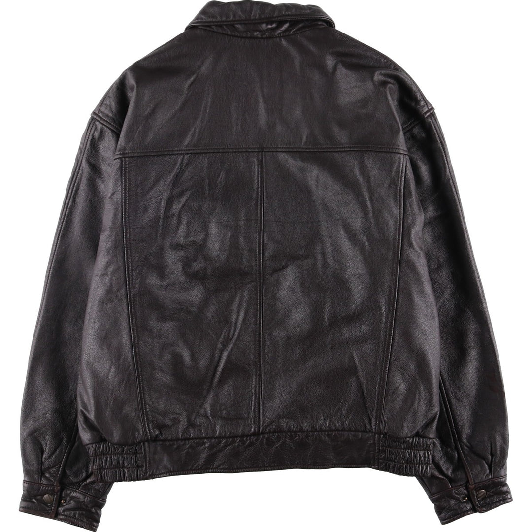 90'S St. John's Bay Vintage Padded Swing-Top Leather Blouson, Men's Size L genuine leather brown type Vintage Second Hand