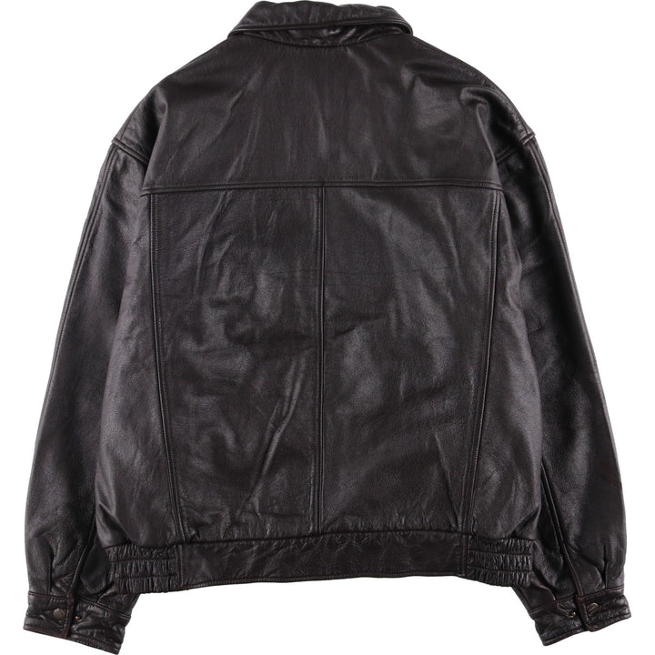 90'S St. John's Bay Vintage Padded Swing-Top Leather Blouson, Men's Size L genuine leather brown type Vintage Second Hand