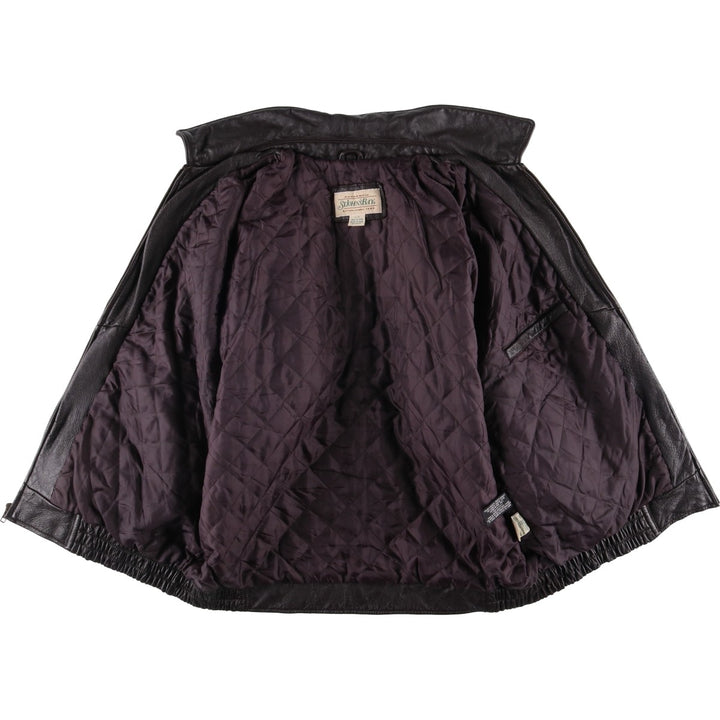 90'S St. John's Bay Vintage Padded Swing-Top Leather Blouson, Men's Size L genuine leather brown type Vintage Second Hand