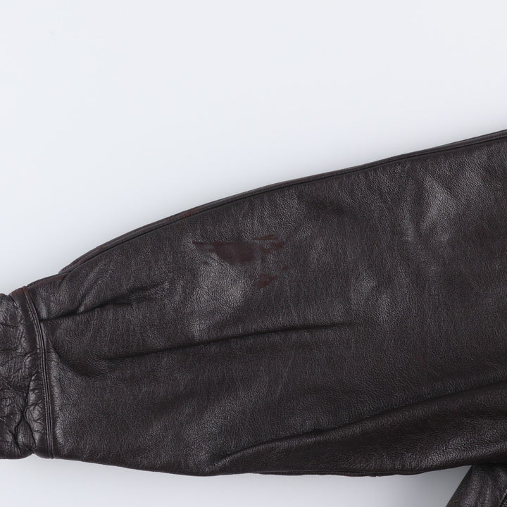 90'S St. John's Bay Vintage Padded Swing-Top Leather Blouson, Men's Size L genuine leather brown type Vintage Second Hand