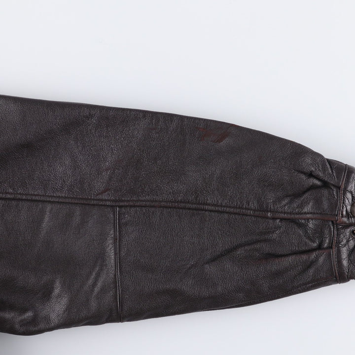 90'S St. John's Bay Vintage Padded Swing-Top Leather Blouson, Men's Size L genuine leather brown type Vintage Second Hand