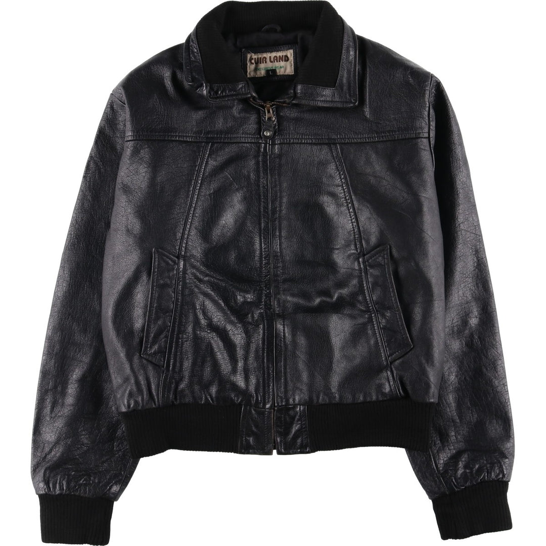 CUIR LAND Swing Top Leather Blouson, Men's Size L genuine leather black type Vintage Second Hand