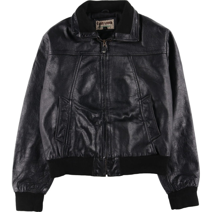 CUIR LAND Swing Top Leather Blouson, Men's Size L genuine leather black type Vintage Second Hand