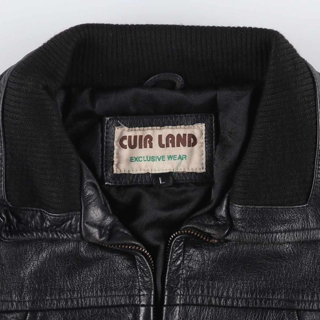 CUIR LAND Swing Top Leather Blouson, Men's Size L genuine leather black type Vintage Second Hand