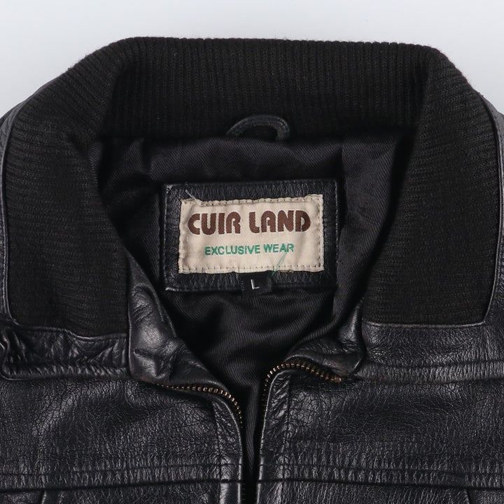 CUIR LAND Swing Top Leather Blouson, Men's Size L genuine leather black type Vintage Second Hand
