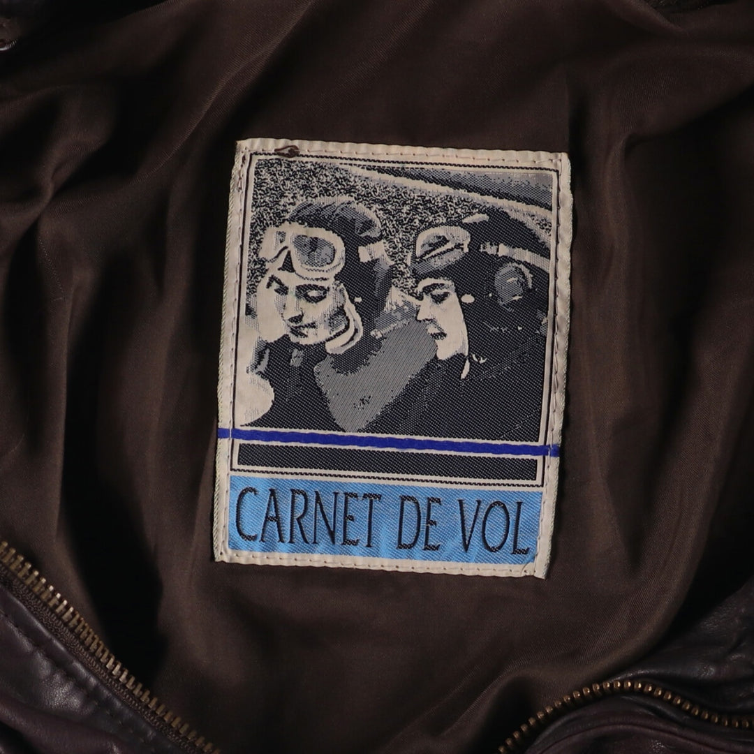 CARNET DE VOL A-2 Leather Flight Jacket, Men's Size XL genuine leather brown type Vintage Second Hand