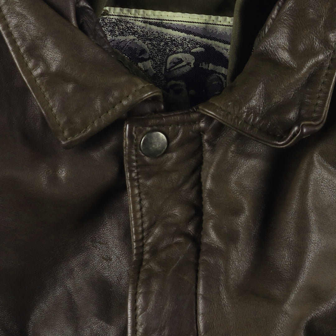 CARNET DE VOL A-2 Leather Flight Jacket, Men's Size XL genuine leather brown type Vintage Second Hand