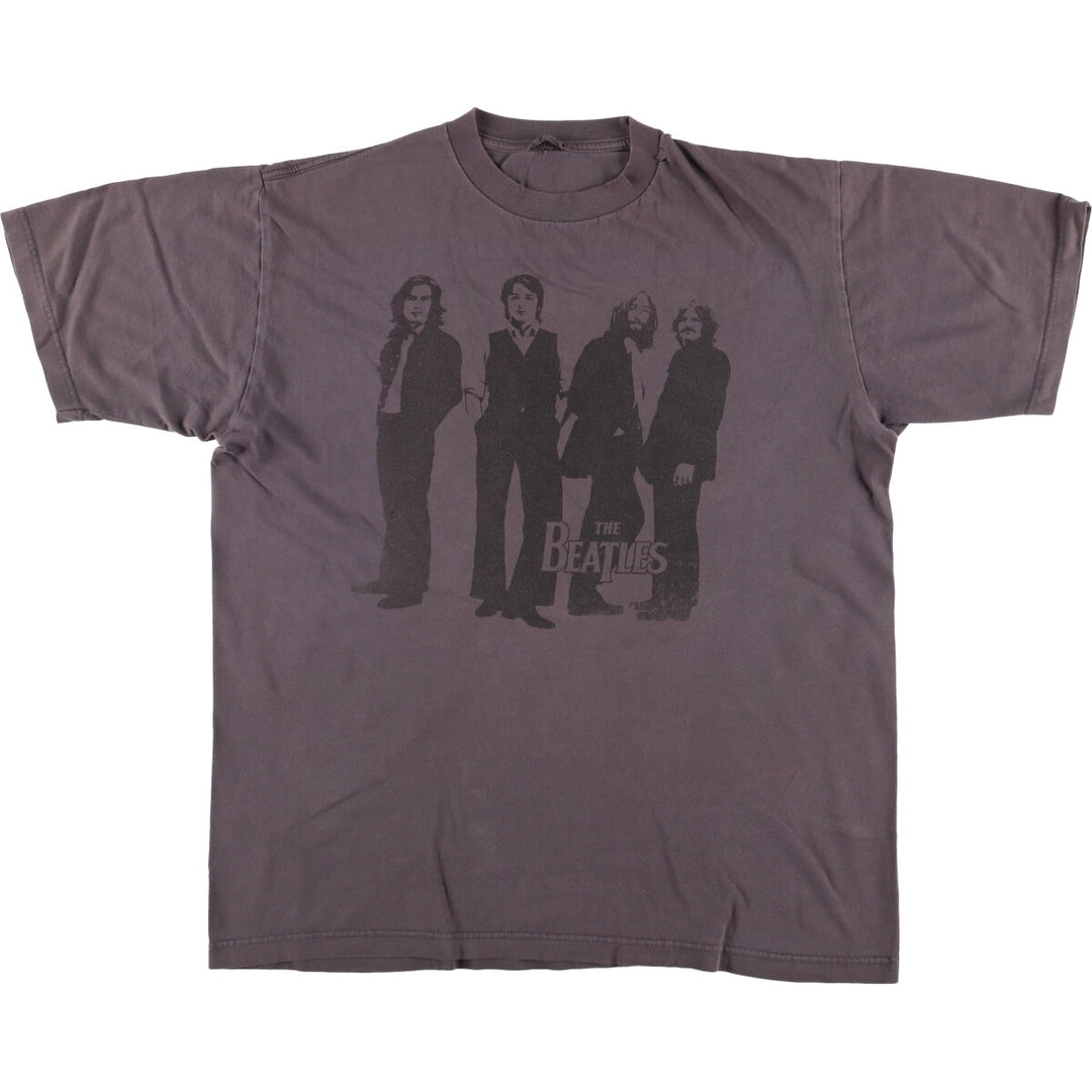 THE BEATLES Band T-shirt, Men's L size cotton brown type Vintage Second Hand