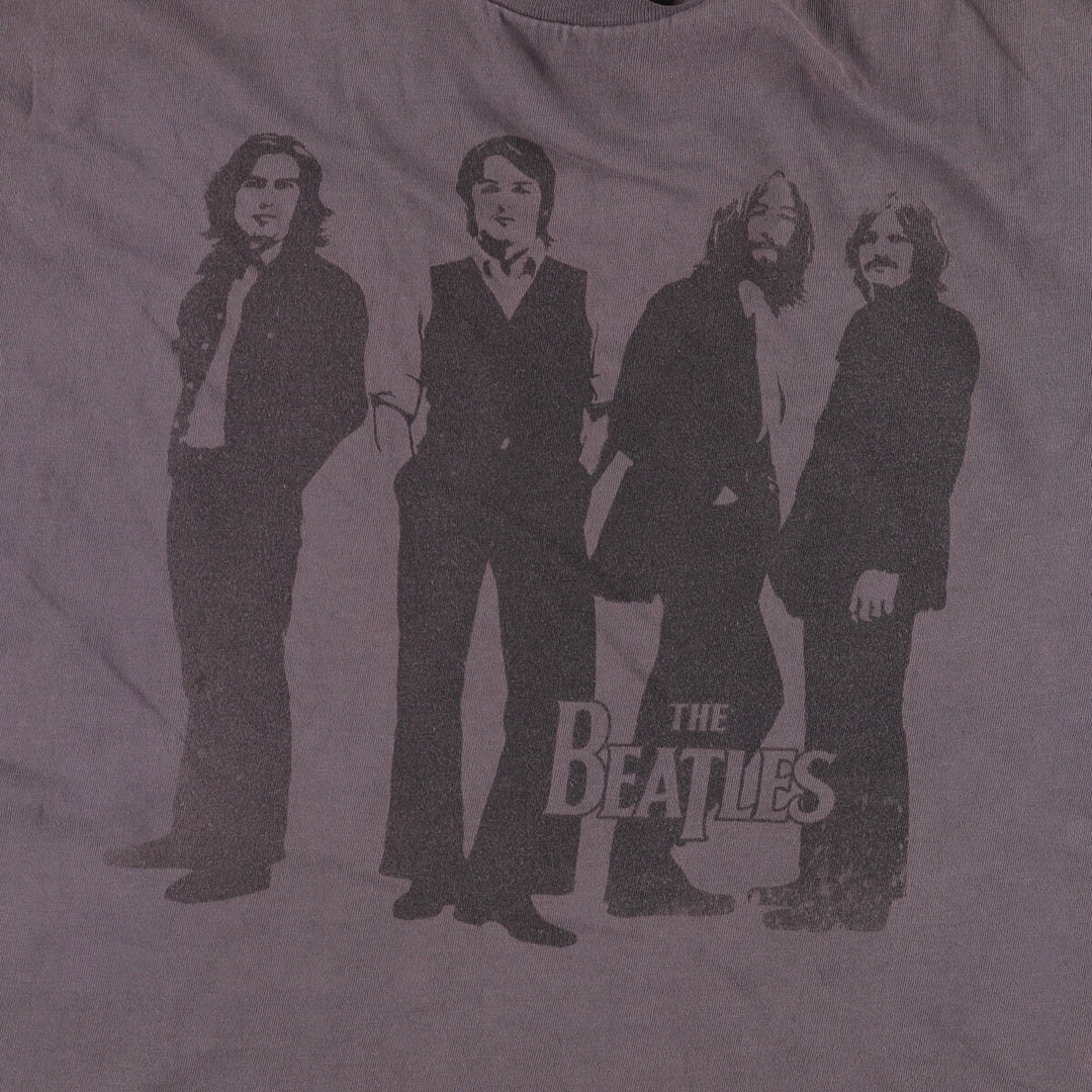 THE BEATLES Band T-shirt, Men's L size cotton brown type Vintage Second Hand