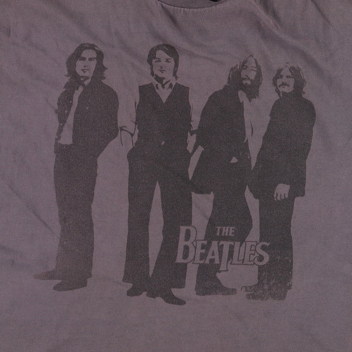 THE BEATLES Band T-shirt, Men's L size cotton brown type Vintage Second Hand