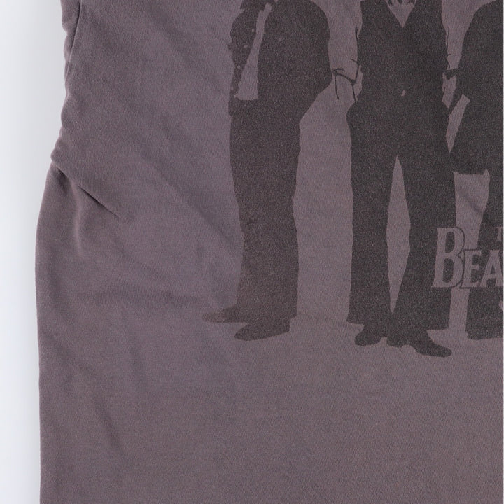 THE BEATLES Band T-shirt, Men's L size cotton brown type Vintage Second Hand