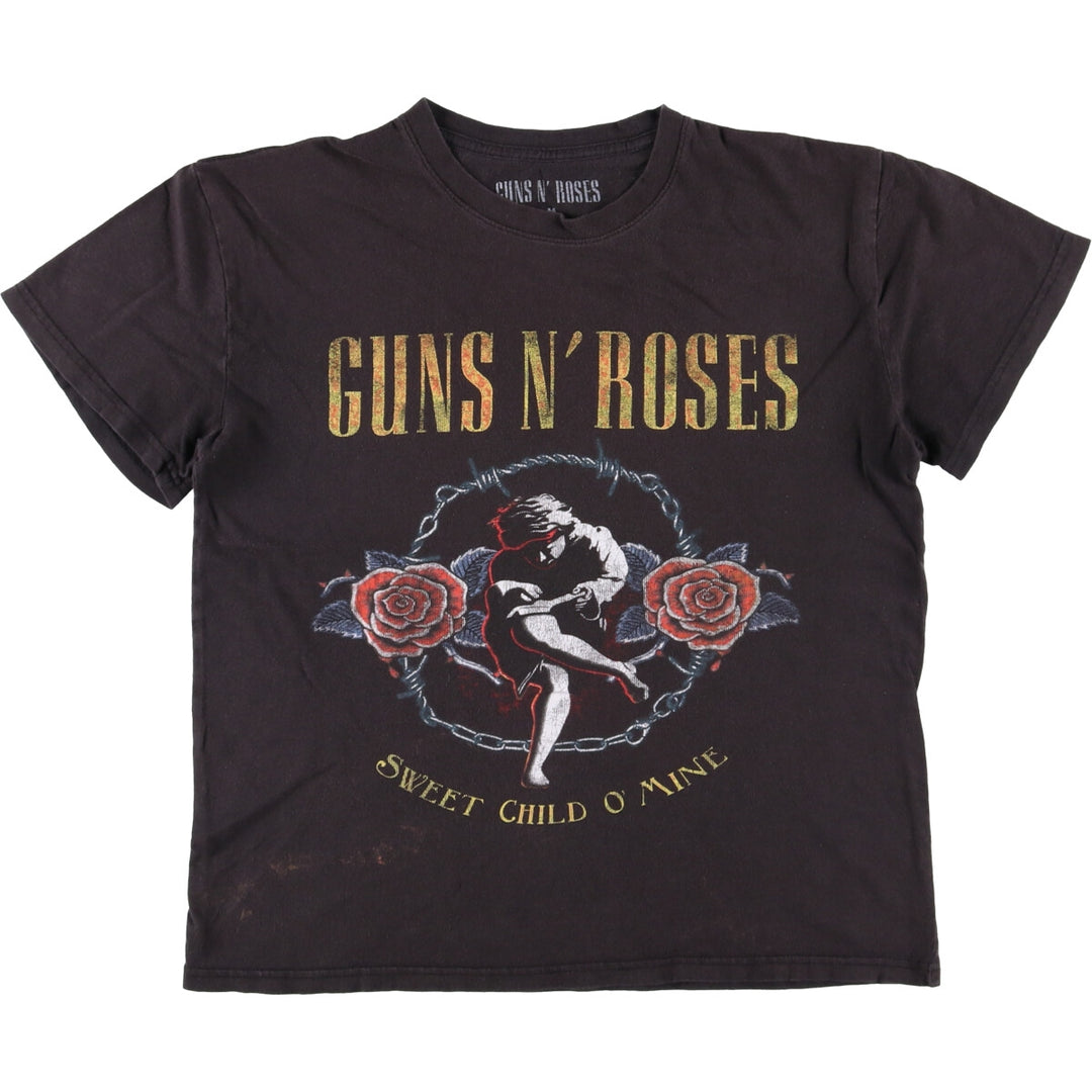 GUNS N' ROSES Guns N' Roses Floral Band T-Shirt Band Tee Men's M size cotton black type Vintage Second Hand