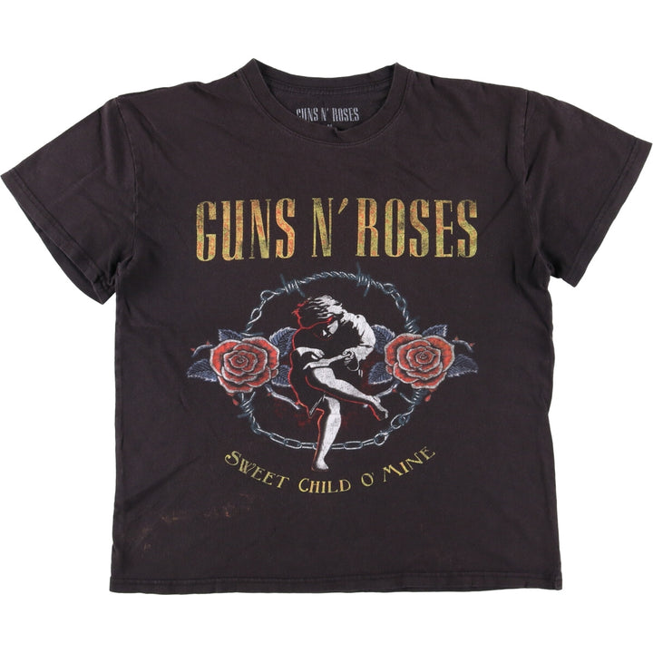 GUNS N' ROSES Guns N' Roses Floral Band T-Shirt Band Tee Men's M size cotton black type Vintage Second Hand