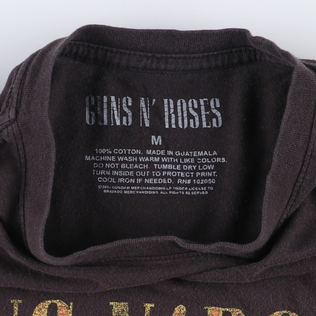 GUNS N' ROSES Guns N' Roses Floral Band T-Shirt Band Tee Men's M size cotton black type Vintage Second Hand