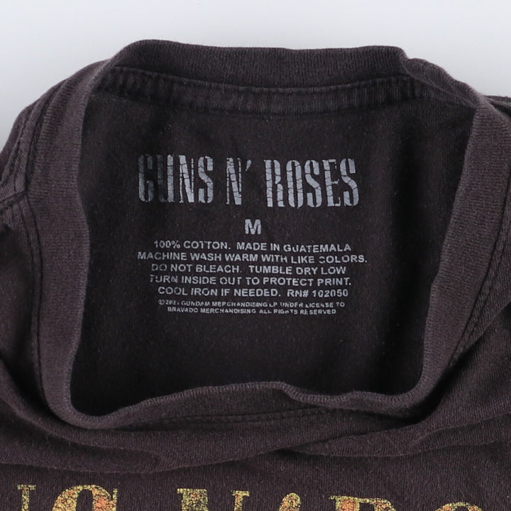 GUNS N' ROSES Guns N' Roses Floral Band T-Shirt Band Tee Men's M size cotton black type Vintage Second Hand