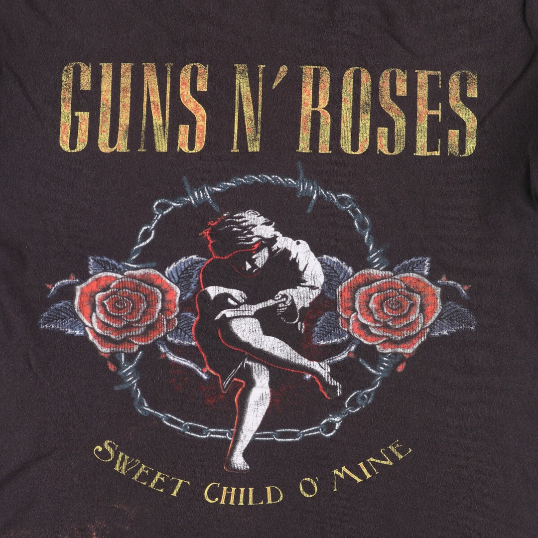 GUNS N' ROSES Guns N' Roses Floral Band T-Shirt Band Tee Men's M size cotton black type Vintage Second Hand