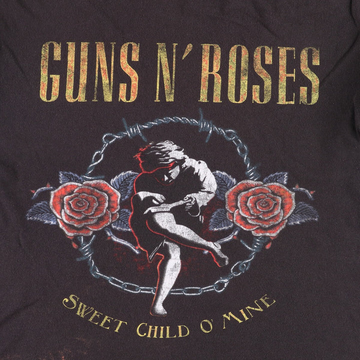 GUNS N' ROSES Guns N' Roses Floral Band T-Shirt Band Tee Men's M size cotton black type Vintage Second Hand