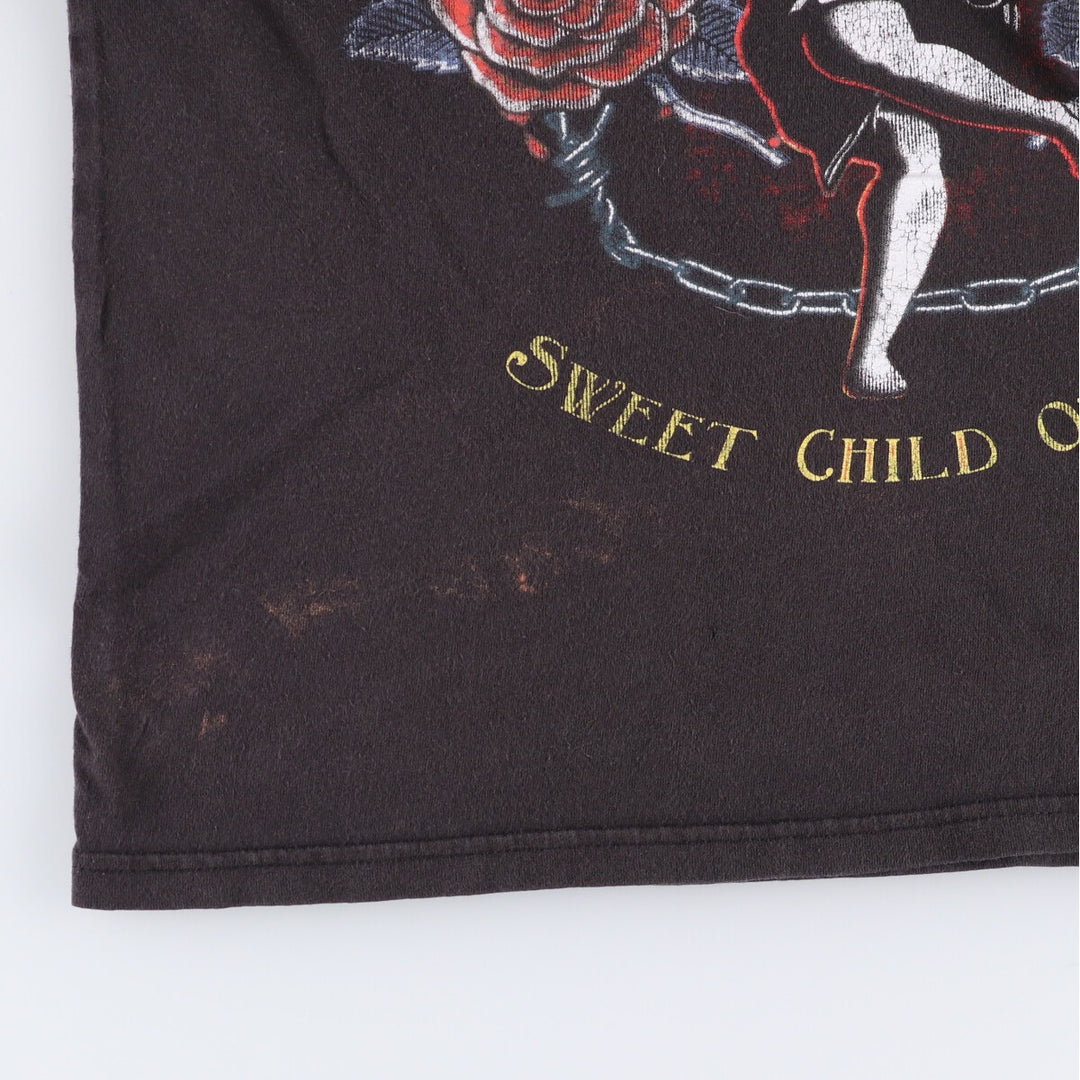 GUNS N' ROSES Guns N' Roses Floral Band T-Shirt Band Tee Men's M size cotton black type Vintage Second Hand