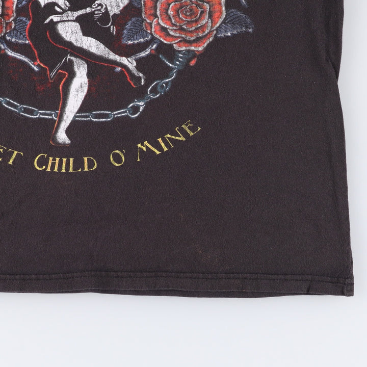 GUNS N' ROSES Guns N' Roses Floral Band T-Shirt Band Tee Men's M size cotton black type Vintage Second Hand