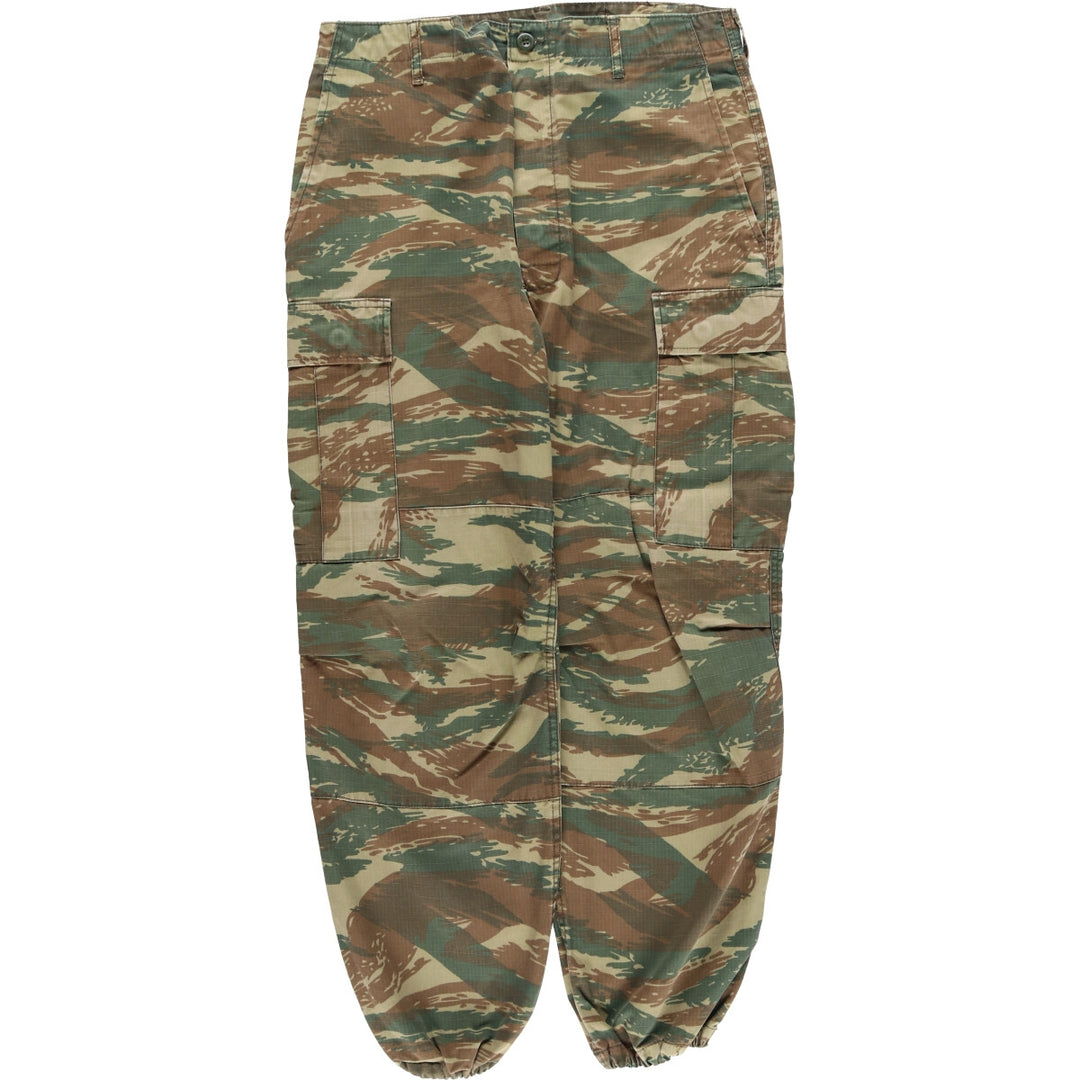 Greek Army Camouflage Pattern Lizard Camo Ripstop Military Cargo Pants S Men's W34 equivalent polyester Khaki type Vintage Second Hand