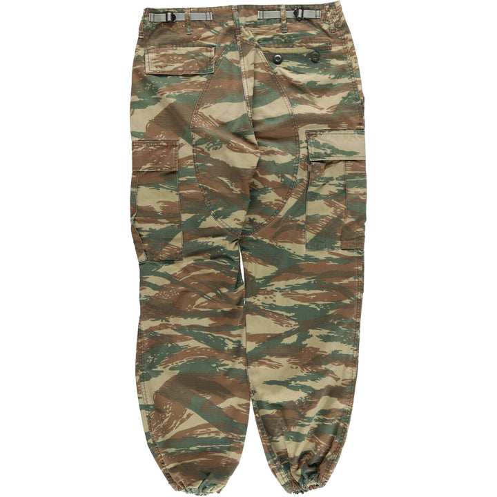 Greek Army Camouflage Pattern Lizard Camo Ripstop Military Cargo Pants S Men's W34 equivalent polyester Khaki type Vintage Second Hand