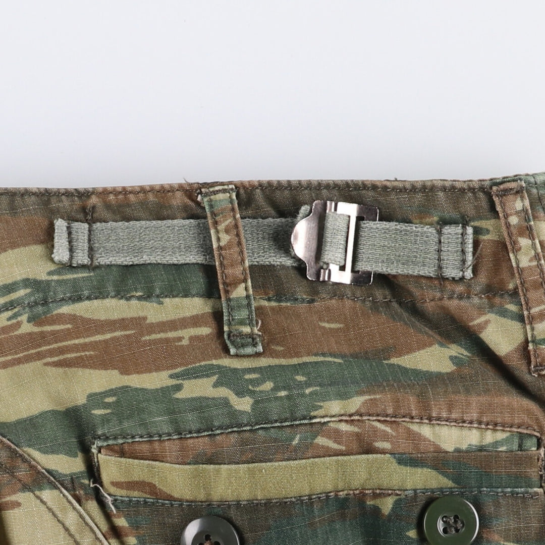 Greek Army Camouflage Pattern Lizard Camo Ripstop Military Cargo Pants S Men's W34 equivalent polyester Khaki type Vintage Second Hand