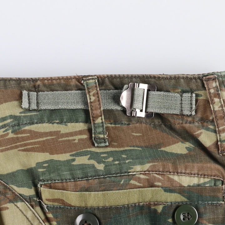 Greek Army Camouflage Pattern Lizard Camo Ripstop Military Cargo Pants S Men's W34 equivalent polyester Khaki type Vintage Second Hand