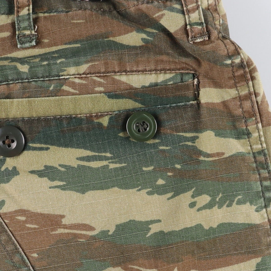 Greek Army Camouflage Pattern Lizard Camo Ripstop Military Cargo Pants S Men's W34 equivalent polyester Khaki type Vintage Second Hand