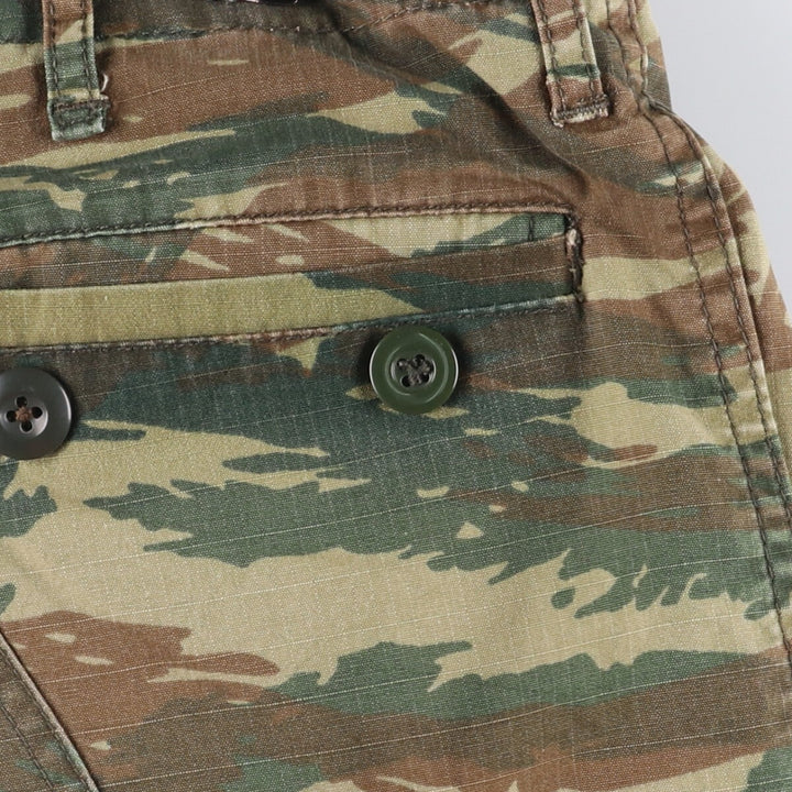 Greek Army Camouflage Pattern Lizard Camo Ripstop Military Cargo Pants S Men's W34 equivalent polyester Khaki type Vintage Second Hand