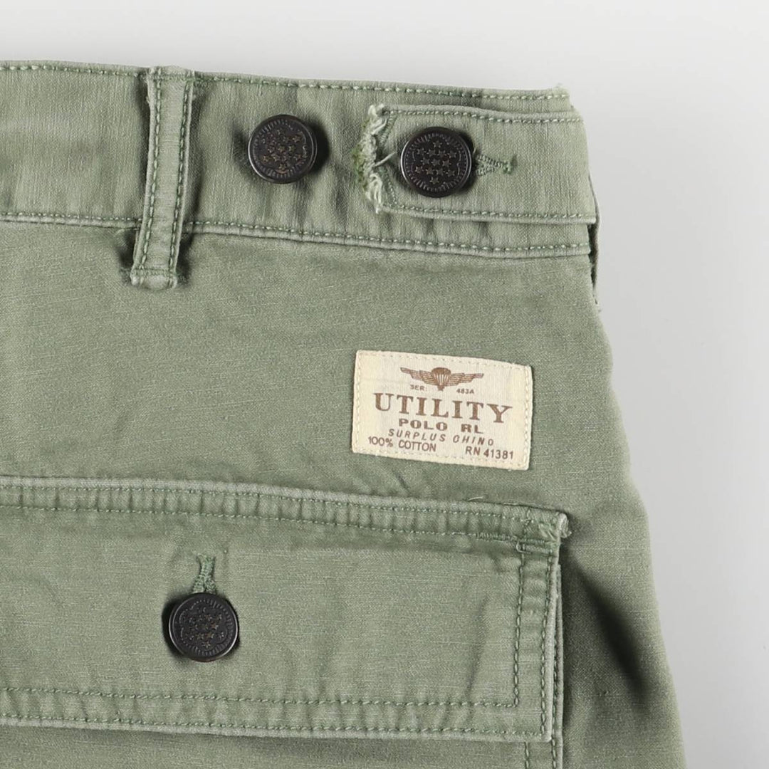 Ralph Lauren POLO RALPH LAUREN RELAXED FIT Paint Military Baker Pants Men's W37 equivalent cotton Khaki type sage green Vintage Second Hand