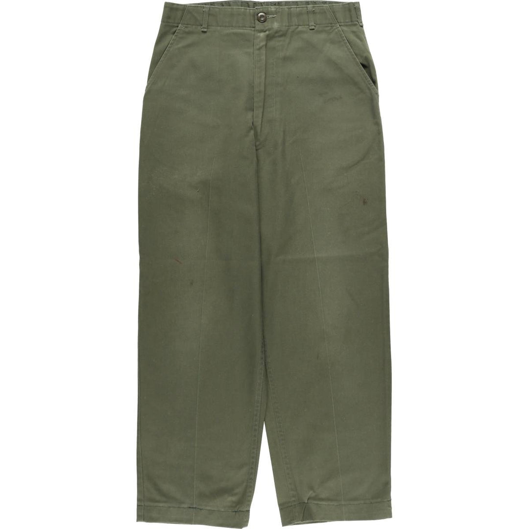 1980'S US military genuine military utility pants made in USA 32x33 equivalent to men's w32 polyester Khaki type Vintage Second Hand